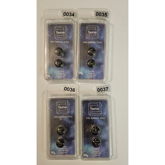 TAURUS Constellation Zodiac Ear Jewelry Plug 316L Surgical Steel Bundle Lot 14 - Picture 5 of 9